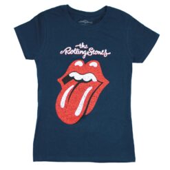Rolling Stones Cracked Logo & Tongue on Navy Blue Tee T-shirt
