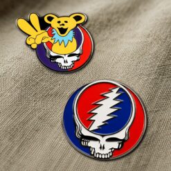 Grateful Dead Bear & Skull Button Pin