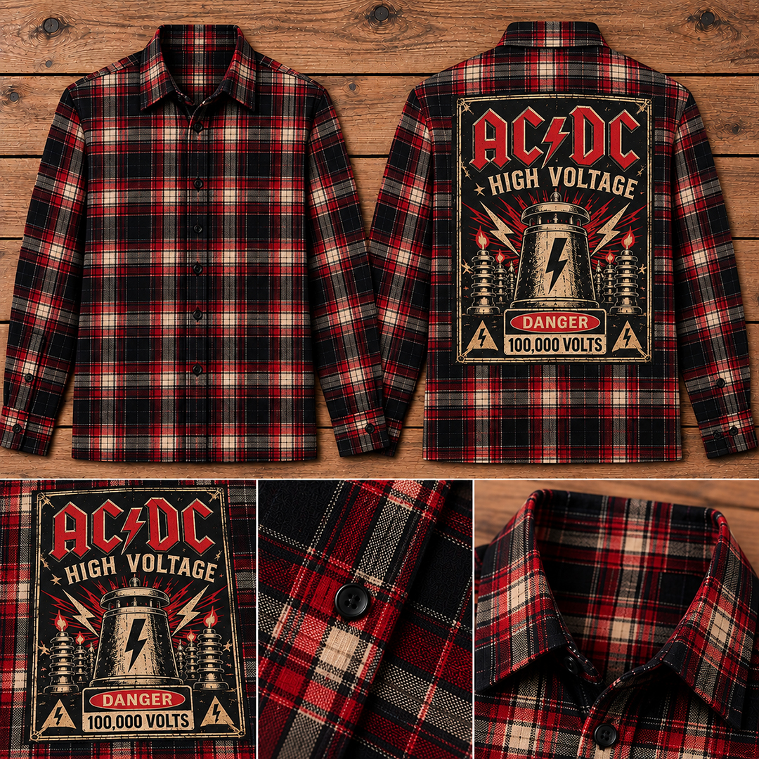 AC/DC Back Patch Plaid Shirt - Image 2
