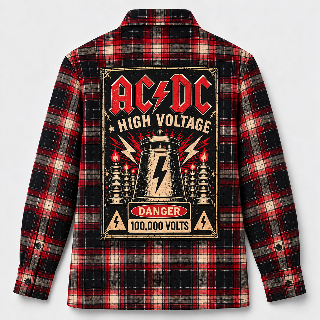 AC/DC Back Patch Plaid Shirt - Image 4
