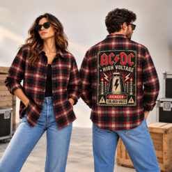 AC/DC Back Patch Plaid Shirt